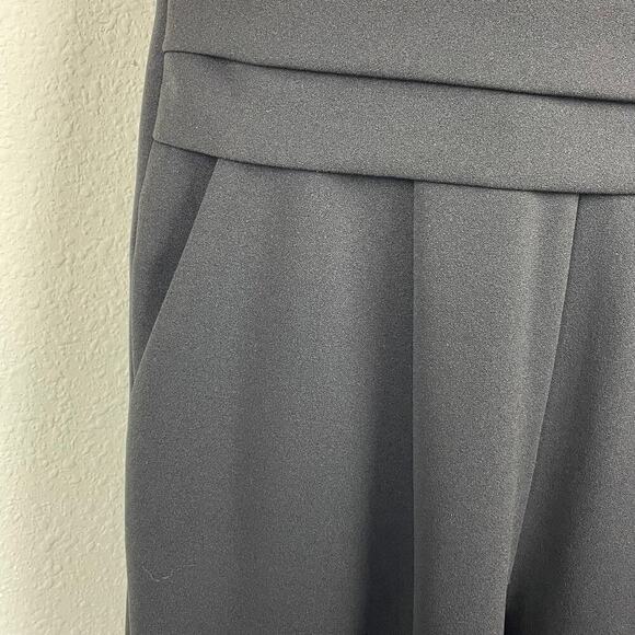 Calvin Klein Black Sleeveless Jumpsuit Size 4 Wide-Leg Back Zip Draped Waist - Picture 5 of 7
